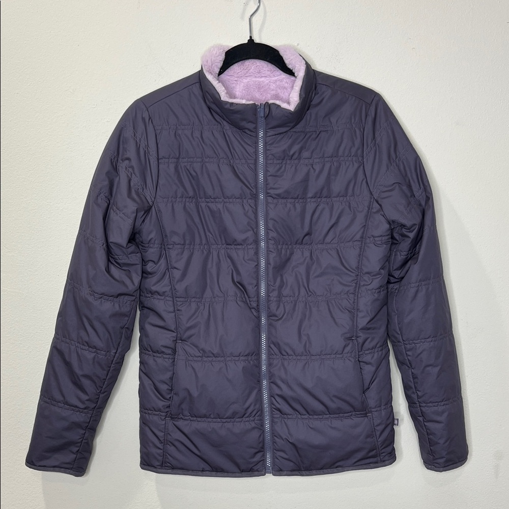 Athleta Girls Dark Purple Puffer Jacket Reversible!